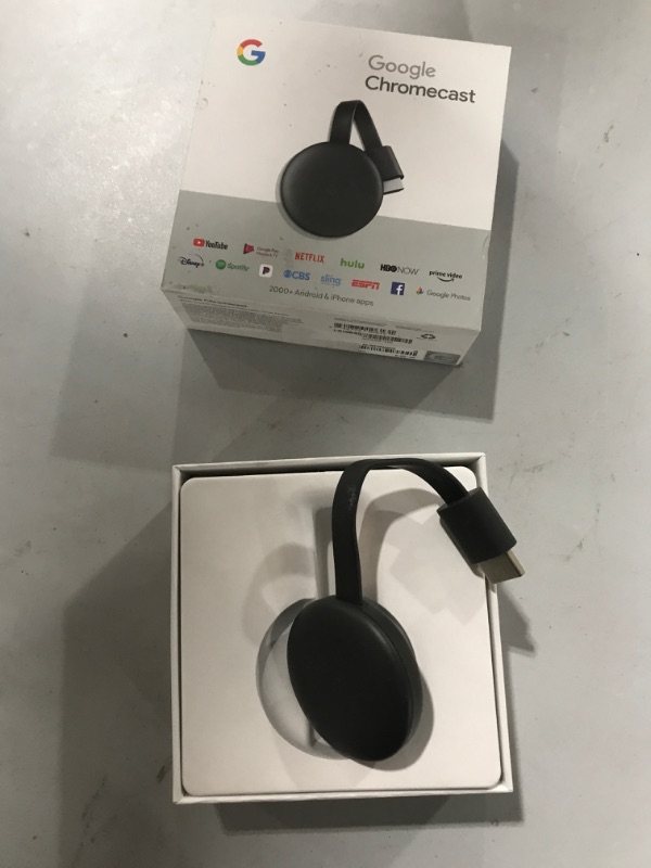 Photo 2 of Google Chromecast - Streaming Device with HDMI Cable - Stream Shows, Music, Photos, and Sports from Your Phone to Your TV Black