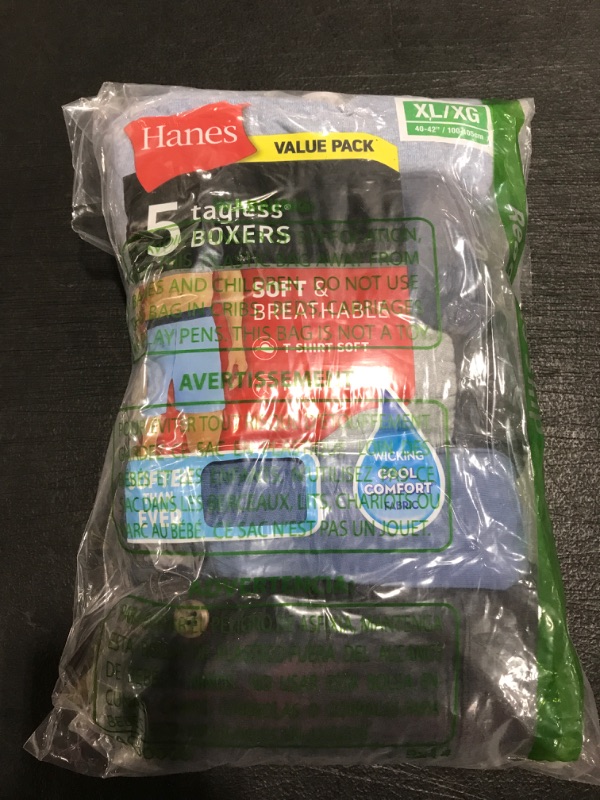 Photo 2 of Hanes Men 5-Pack ComfortSoft Knit Boxer Shorts. SIZE XL. 
