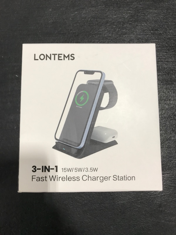 Photo 2 of Wireless Charging Station 3 in 1, 18W Fast Wireless Charger for iPhone 13/12/11/Pro/Max/X/XS/XR/8/8P/Samsung/Google, AirPods 3/2/pro ONLY for iWatch 7/6/5/4/3/2 (Adapter Included), Charging Dock Stand