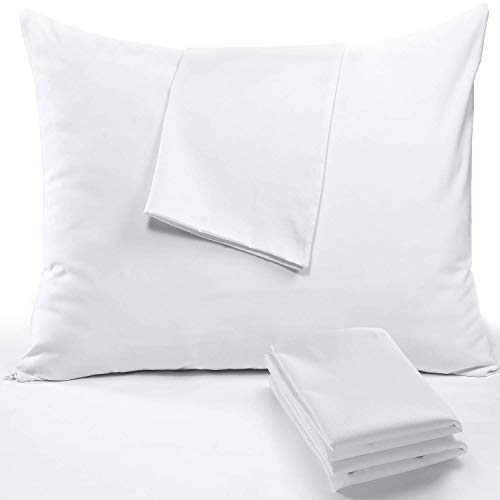 Photo 1 of 4 Pack Pillow Protectors Cases Covers Standard 20x26 Zippered Life Time Replacement Set White Soft Brushed Microfiber Reduces Respiratory Irritation P
