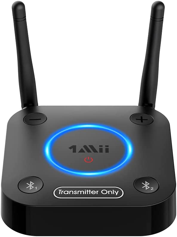 Photo 1 of 1Mii Bluetooth 5.0 Transmitter for TV to 2 Wireless Headphones / Speakers, Bluetooth Adapter for TV with AUX / RCA Audio Inputs, Plug n Play, aptX Low Latency & HD
