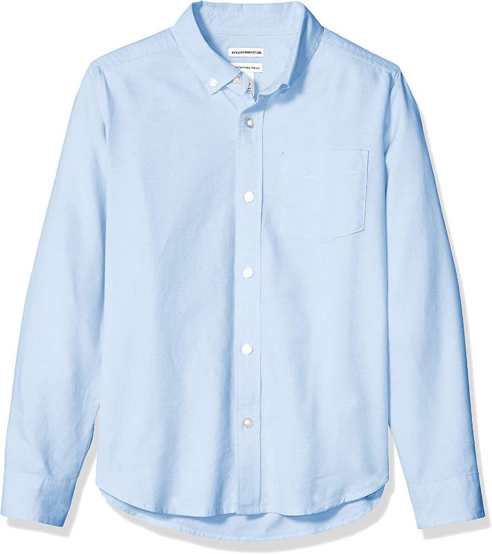 Photo 1 of Amazon Essentials Boys' Uniform Long-Sleeve Woven Oxford Button-Down Shirt (L)
