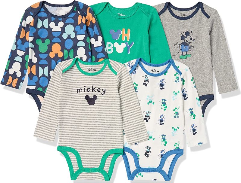 Photo 1 of Amazon Essentials Disney | Marvel | Star Wars Baby Boys' Long-Sleeve Bodysuits, Pack of 5 (3M)
