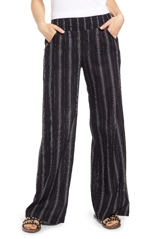 Photo 1 of Billabong Juniors' Cotton Striped Wide Leg Pants (L // Black)
