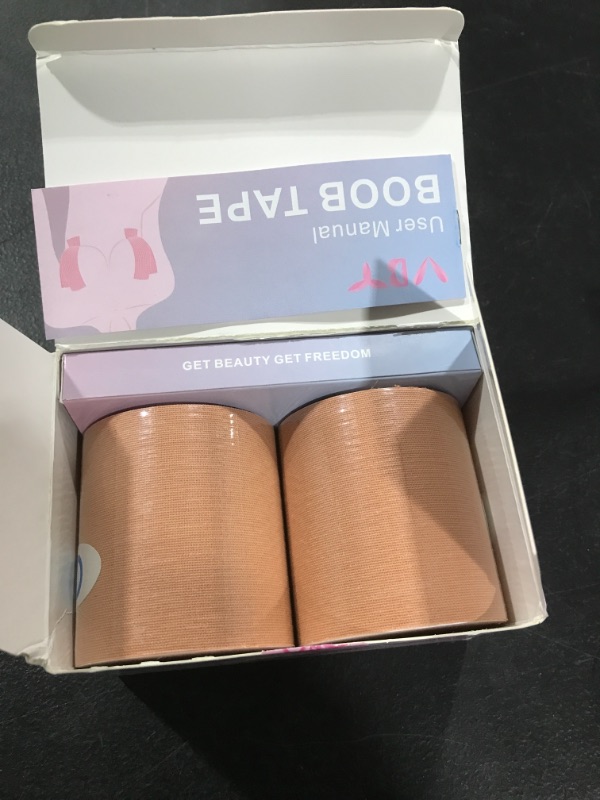 Photo 2 of 2 Pack Boob Tape - Breast Lift Tape, Body Tape for Breast Lift w 2 Pcs Silicone Breast Petals Reusable Adhesive Bra& 2 Pcs Fabric Nipple Covers, Bob Tape for Large Breasts A-G Cup, Nude Nude 3"