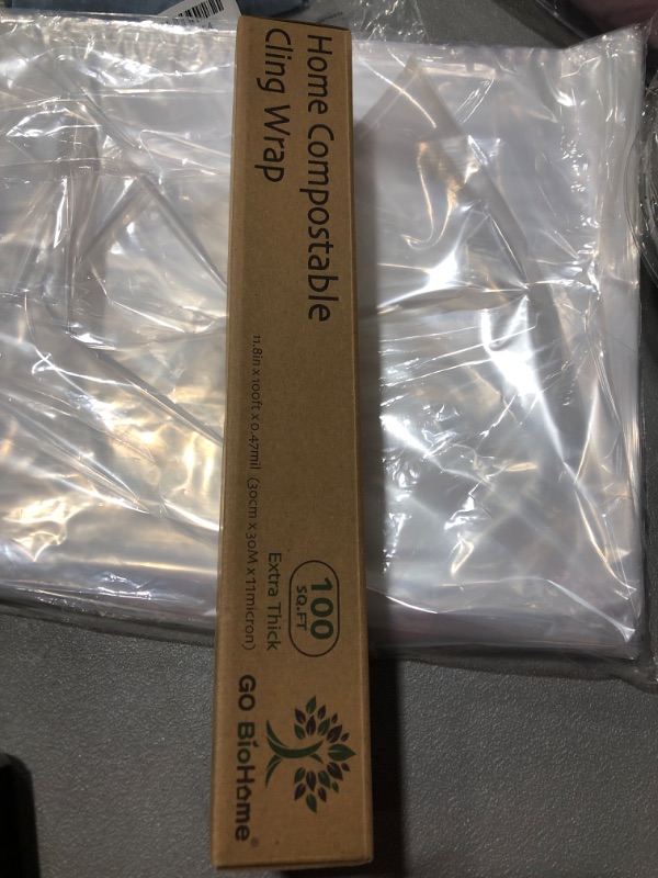 Photo 2 of 3 PACK BUNDLE  Compostable Cling Wrap 11.8" x 100 ft, Extra Thick | New Design | Easy to Use with Slide Cutter Plastic Wrap for Food, Green BPA Free Food Wrap, US BPI and Compost Home Certified (11.8"x100FT)
