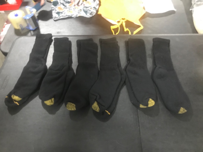 Photo 1 of 6 Pairs Black Gold Toe Socks