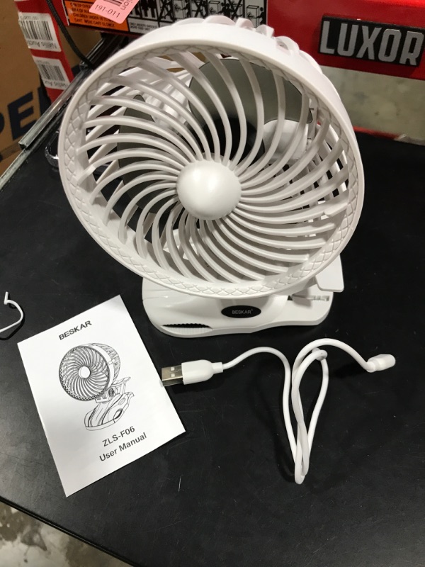 Photo 1 of BESKAR 6 inch Clip on Fan - 5000mAh Battery Rechargeable with CVT Speeds and Strong Airflow, Head Adjustable, Small Desk Fan Personal Quiet Fan for Office Stroller Outdoor