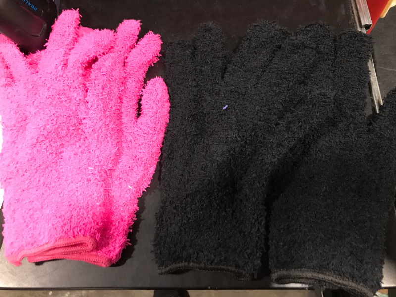 Photo 1 of 2 Pairs Microfiber Hair Dye Gloves, Fuzzy Gloves for Hair Salon Supplies, Hairstylist Reusable Microfiber Hair Color Mitt, Washable Cleaning Mittens for Kitchen House Cleaning