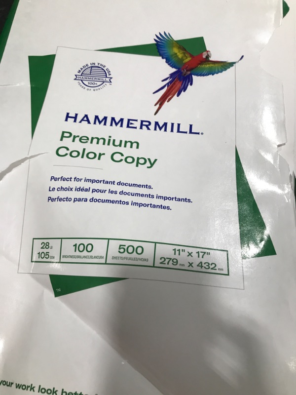 Photo 3 of Hammermill Copy Paper 100 Brightness 28 Lb. 11 X 17 Photo White 500 per Ream
