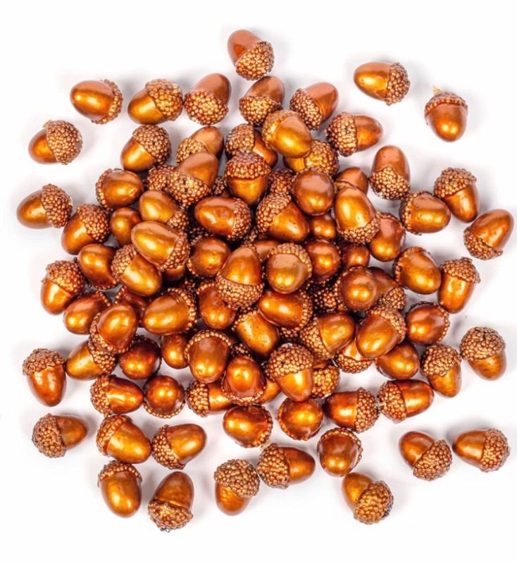 Photo 1 of 100 PCS ARTIFICIAL BRONZE ACORNS, THANKSGIVING DECOR