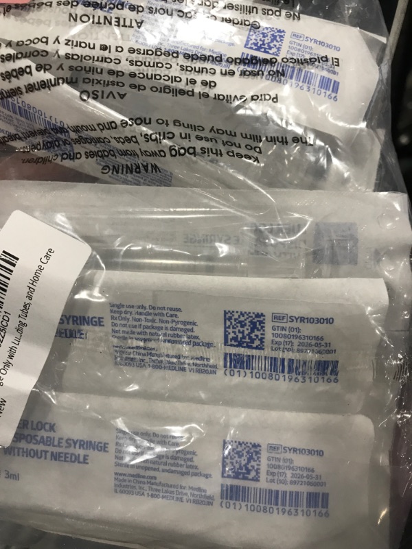 Photo 2 of 3ML Syringe Only with Luer Lock Tip - 10 Syringes Without a Needle by Easy Glide - Great for Medicine, Feeding Tubes, and Home Care