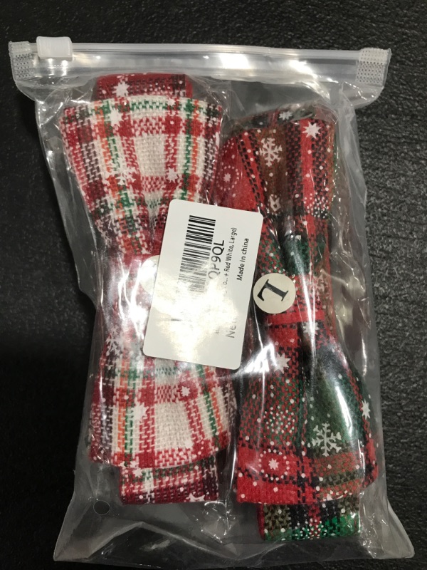 Photo 1 of 2 PACK CHRISTMAS DOG COLLARS WITH BOW TIE. RED/GREEN. SIZE LARGE. 