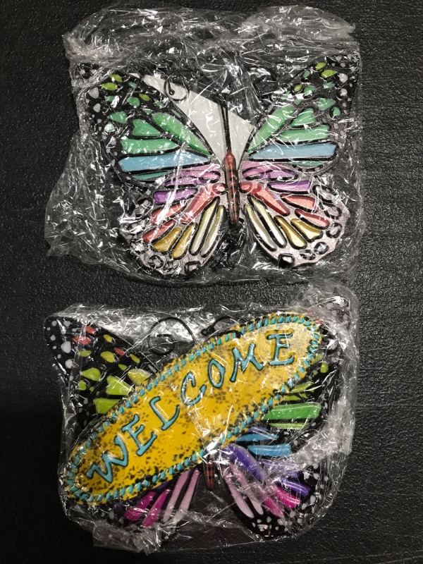 Photo 1 of 2 PIECE METAL WELCOME SIGNS. BUTTERFLY. 