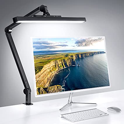 Photo 1 of MediAcous LED Desk Lamp, Metal Polarized Architect Clip Light with Gesture Sensing Switch, Eye-Caring Dimmable Swing Arm Desk Lamp with Clamp for Home Office