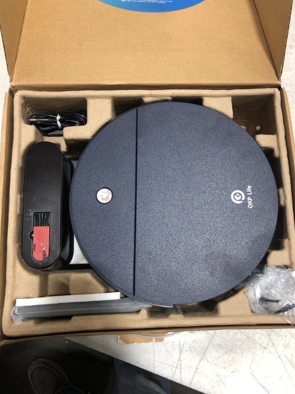 Photo 2 of OKP K3 Robot Vacuum Cleaner,Robotic Vacuum Cleaner with Self-Charging and 2000 Pa Strong Suction, Voice Control for Hardfloor and Carpet,Blue