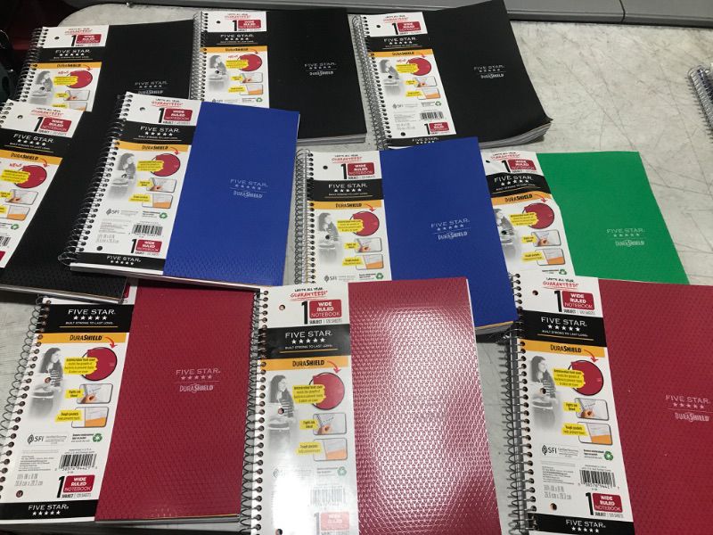 Photo 2 of Five Star 1 Subject College Ruled Spiral Notebook Set if 10