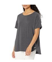 Photo 1 of Amazon Essentials Women's Studio Relaxed-Fit Lightweight Crewneck T-Shirt, Black/Charcoal XL