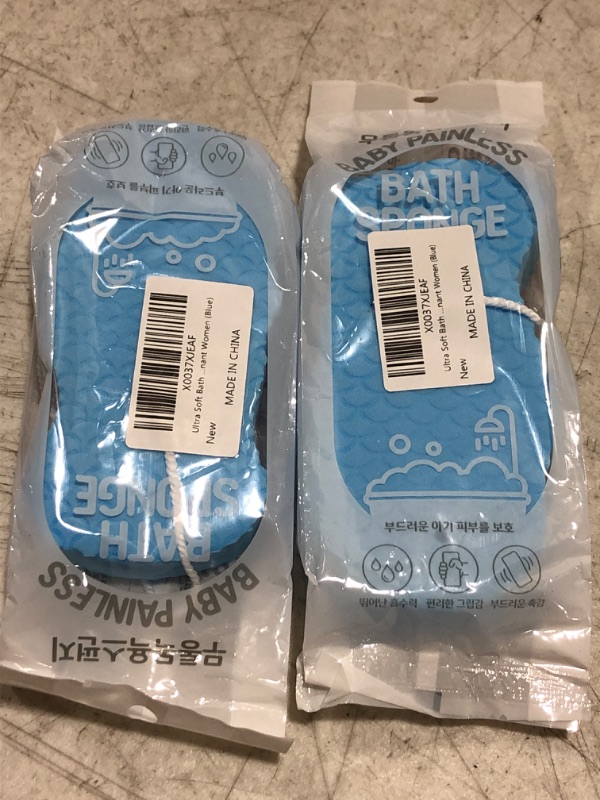 Photo 1 of 2pk Exfoliating Bath Sponge, Super Soft Bath Body Shower Sponge Magic Bath Sponge, Spa Scrub Exfoliating, Dead Skin Sponge Remover for Adult, Baby, Men Women (Blue) 1 Count (Pack of 1)