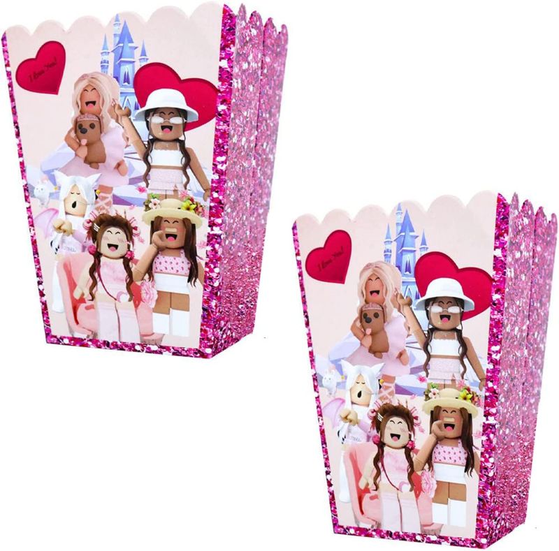 Photo 1 of 18 Pcs Girl Game Party Paper Popcorn Box Sandbox Game Theme Birthday Party Candy Box Decorations for Boys Girls Kids