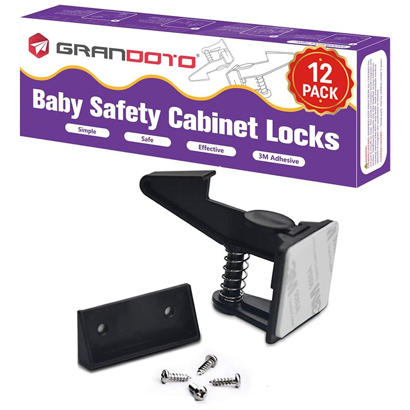 Photo 1 of Baby Safety Cabinet Locks 12 Pack Black-GRANDOTO Children Cabinet Baby Safety Locks Latches for Cabinet & Drawers 