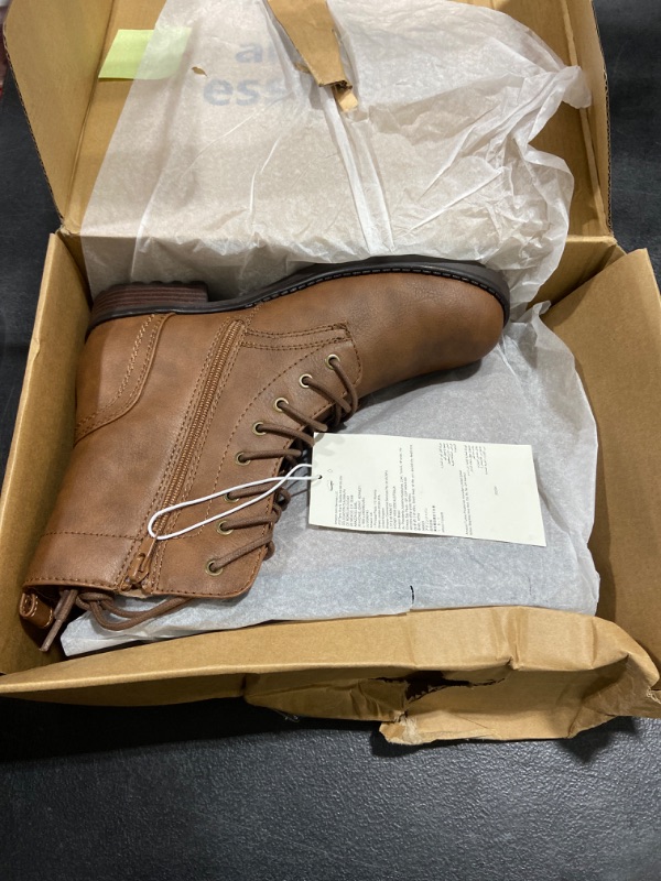 Photo 2 of Amazon Essentials Women's Lace-Up Combat Boot 8.5 Cognac