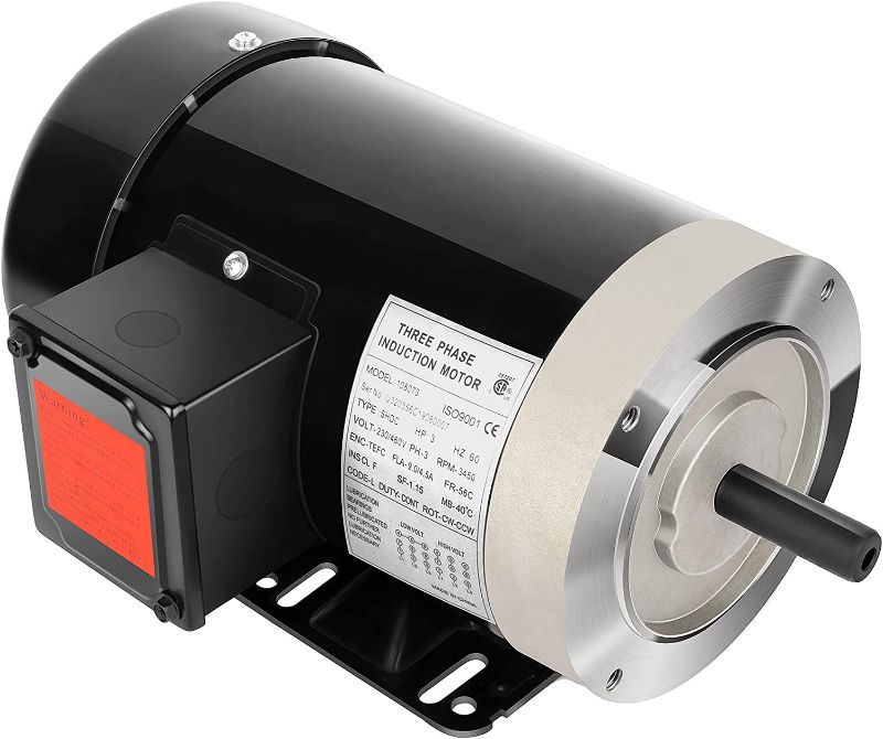 Photo 1 of 3HP Electric Motor 3450RPM General Purpose Three Phase Motor 230V/460V CW/CCW TEFC 2Pole 60HZ
