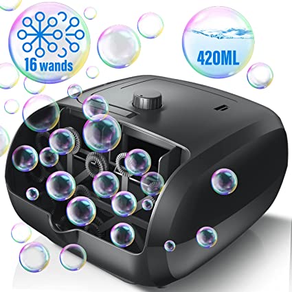 Photo 1 of Bubble Machine - 16 Wands 8000+ Bubbles/min Bubble Machine for Kids and Toddlers - 14.2oz Large Capacity Bubble Blower - Automatic Bubble Maker - Bubble Toys for Parties, Wedding, Birthday
