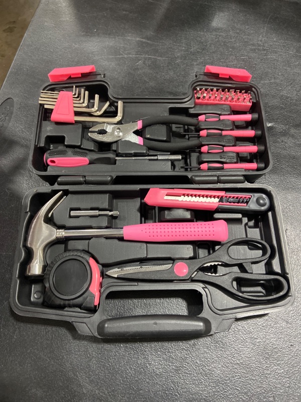 Photo 2 of 40-Piece All Purpose Household Pink Tool Kit for Girls
