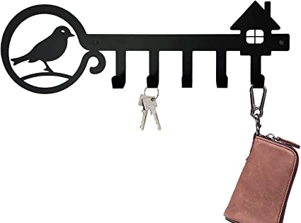 Photo 1 of 2PCS Key Holder for Wall Decorative Black Metal Key Rack, 12.59?x3.9? 5 Key Hooks, for Entryway Kitchen Hallway Office Key Hook
