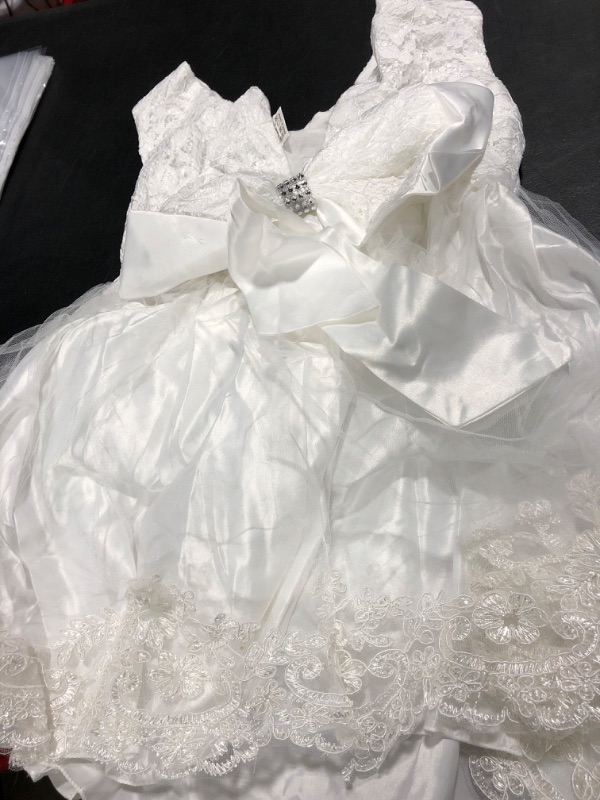 Photo 2 of Baby Girl Princess Party Dress Bowknot Flower Dresses Lace Pageant Party Wedding Flower Girl Tutu Gown 0-6 Months White C