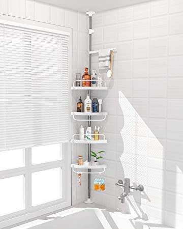 Photo 1 of  4 Layer Corner Shower Caddy, Adjustable Shower Shelf, Constant Tension Stainless Steel Pole Organizer, Rustproof 3.3 to 9.8ft
