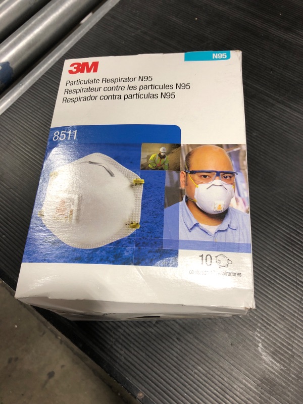 Photo 2 of 3M Particulate Respirator 8511, Pack of 10, N95, Cool Flow Exhalation Valve, Disposable, Braided Comfort Strap, M Noseclip