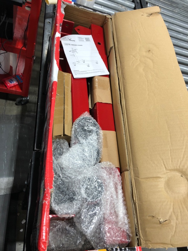 Photo 1 of BIG RED T25671 Torin Steel Rotating Engine Stand with 360 Degree Rotating Head and Tool Storage Tray: 5/8 Ton (1,250 lb) Capacity, Red