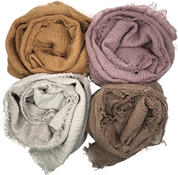 Photo 1 of 4PCS Women Soft Cotton Hemp Scarf Shawl Long Scarf, Scarf and Wrap, Big Head Scarf