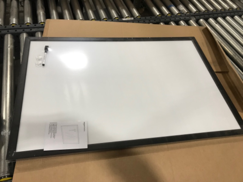 Photo 2 of Amazon Basics Magnetic Dry Erase White Board, 36 x 24-Inch Whiteboard - Silver Aluminum Frame 24" x 36" Magnetic, Aluminum Frame