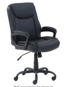 Photo 1 of Amazon Basics Classic Puresoft Padded Mid-Back Office Computer Desk Chair with Armrest - Black
