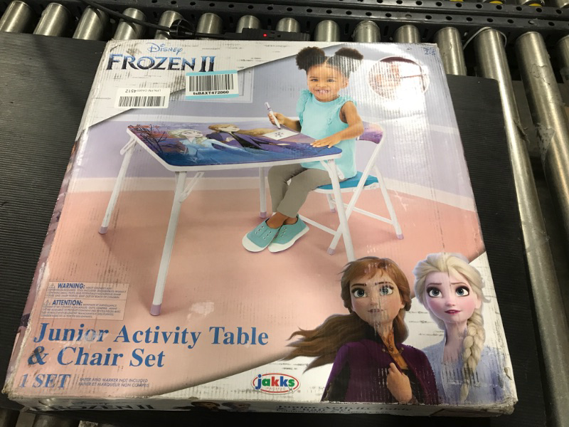 Photo 2 of Disney Frozen Activity Table & Chair Set for Toddlers 24-48M, Includes 1 Table & 1 Chair - Sturdy Metal Construction, Table: 20"L x 20"W x 16.4"H, Chair: 12"L x 11.6"W x 17.7"H - Weight Limit: 70 lbs