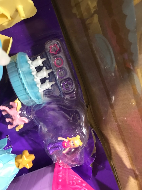 Photo 3 of ?Polly Pocket Rainbow Funland Theme Park, 3 Rides, 7 Play Areas, Polly and Shani Dolls, 2 Unicorns & 25 Surprise Accessories (30 Total Play Pieces), Dispensing Feature for Surprises