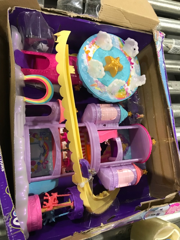 Photo 2 of ?Polly Pocket Rainbow Funland Theme Park, 3 Rides, 7 Play Areas, Polly and Shani Dolls, 2 Unicorns & 25 Surprise Accessories (30 Total Play Pieces), Dispensing Feature for Surprises