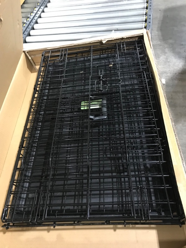 Photo 1 of Amazon Basics Foldable Metal Wire Dog Crate with Tray, Single or Double Door Styles 36" Double Door w/ Divider Crate