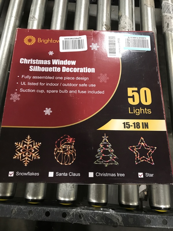 Photo 1 of 16 Inch Christmas Window Silhouette Lights Decorations Pack of 2 Lighted Snowflake and Star Christmas Window Lights with 100 Bulbs for Holiday Indoor Wall Door Glass Decorations