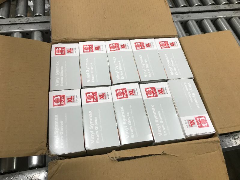 Photo 1 of Basic Disposable Medical Synmax Vinyl Exam Gloves- 1000pcs - Latex-Free & Powder-Free -X LARGE, Black Color 100 Count (Pack of 1)