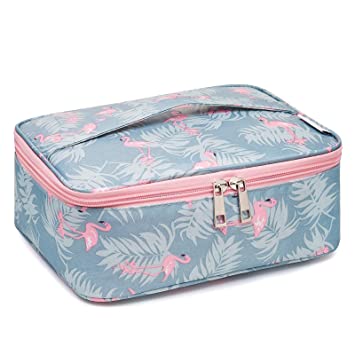 Photo 1 of Travel Makeup Bag Large Cosmetic Bag Makeup Case Organizer for Women and Girls (Flamingo) 2 PCK 