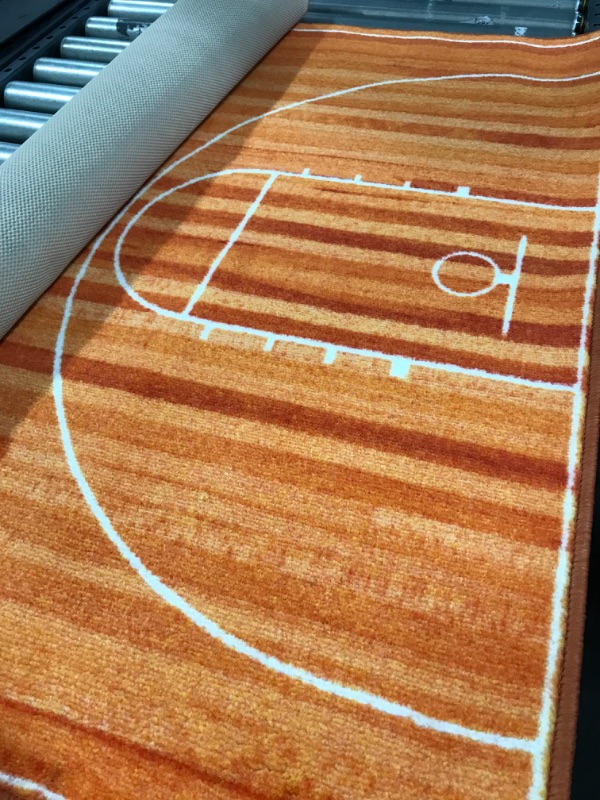 Photo 2 of Brumlow Mills Basketball Court Printed Rug, Med Orange, 3X5 Ft