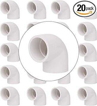 Photo 1 of 20 Pack 1" 90 Degree Elbow Pipe Fittings 2 Way Right Angle PVC Pipe Fitting, Furniture Build Grade SCH40 (Socket x Socket) 1" PVC Fitting Connectors for DIY PVC Shelf Garden Support Structure