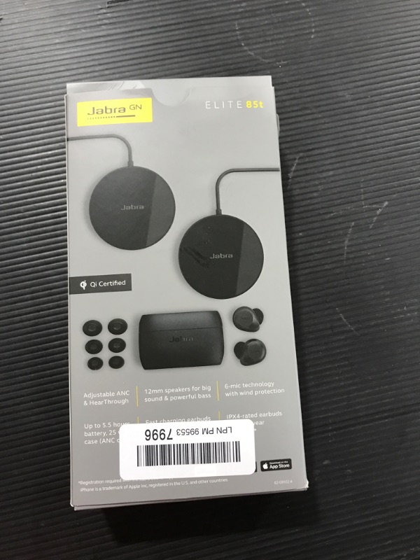 Photo 2 of Jabra Elite 85t True Wireless Bluetooth Earbuds – Advanced Noise-Cancelling Earbuds for Calls and Music with Charging Case and 2 Wireless Charging Pads - Grey