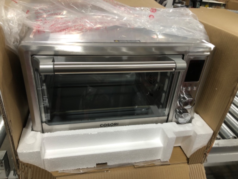 Photo 1 of COSORI Air Fryer Toaster Oven, 12-in-1 Convection Oven Countertop with Rotisserie, Stainless Steel 32QT/32L, 6-Slice Toast, 13-inch Pizza,100 Recipes, Basket, Tray(6 Accessories)Included, CO130-AO Manual-stainless steel Combo