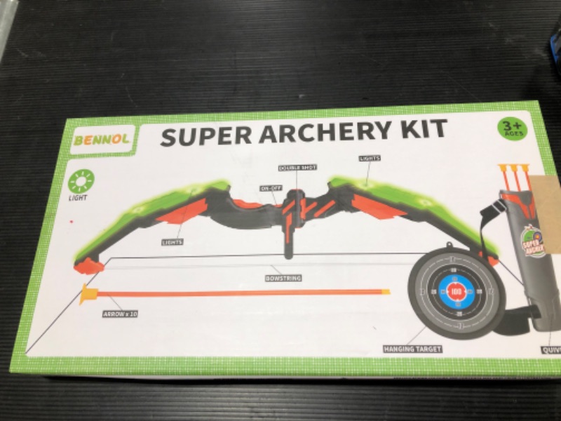 Photo 3 of Bow and Arrow for Kids, Kids Archery Set with Light-up LED Includes 10 Suction Cup Arrows, Target & Quiver, Indoor & Outdoor Kids Archery Boys Toys Gifts for 3 4 5 6 7 8-12 Years Old Boys Girls 