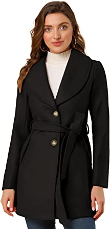 Photo 1 of Allegra K Women's Shawl Collar Single Breasted Winter Long Belted Coat Size XL